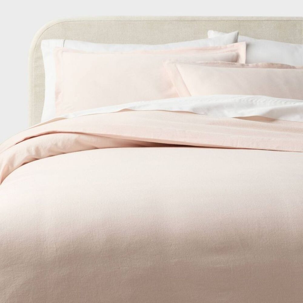 King Casual Textured Cotton Duvet Cover and Sham Set Light Pink - Threshold